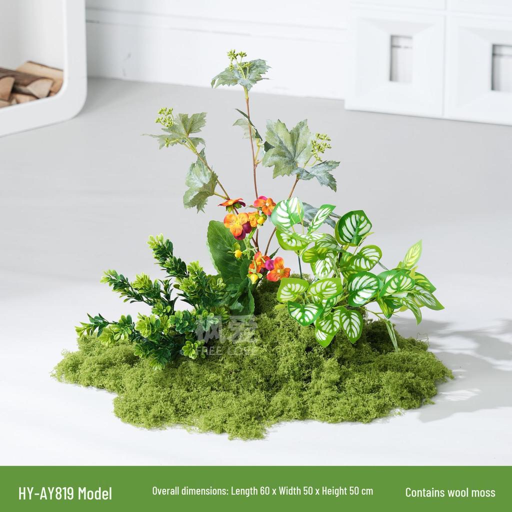 Luxury Faux Green Plant and Flower Decor - Indoor Moss and Grass Clusters for Elegant Landscaping.