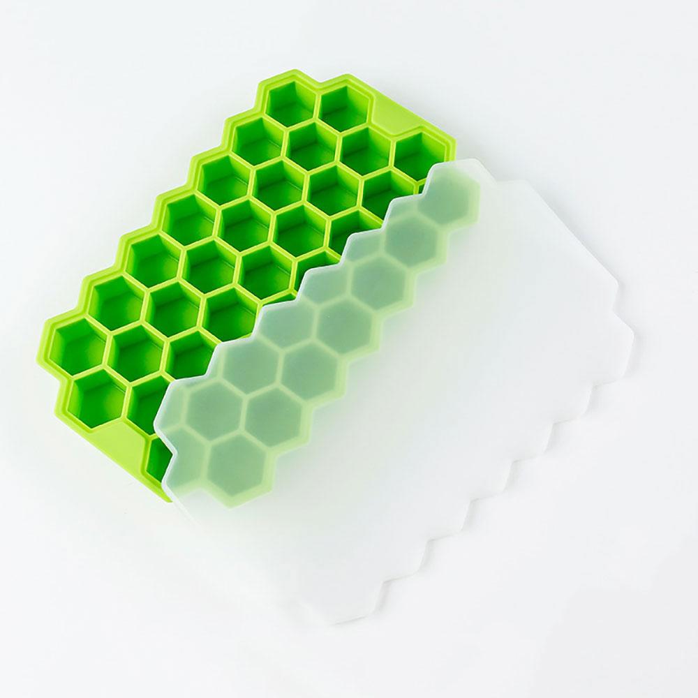 Silicone World 37 Grids Honeycomb Ice Cube Silicone Molds Silica Gel Ice Tray DIY Household Ice Making Box With Lid Ice Mold