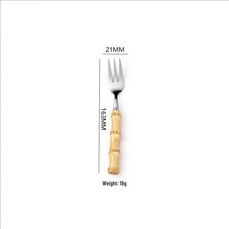 Retro Bamboo Handle Stainless Steel Cutlery Set