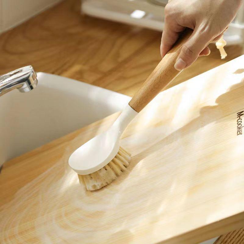 Langstielige Antihaft-Küchentopfbürste zum Geschirrspülen und Entkalken