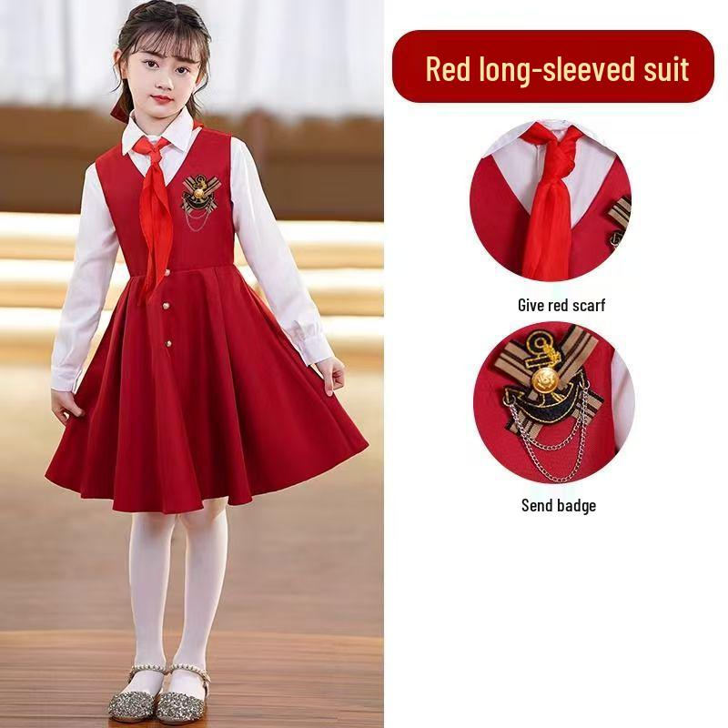 Children's Red Patriotic Costume for School Choirs and Performance - Boys & Girls Tuxedo