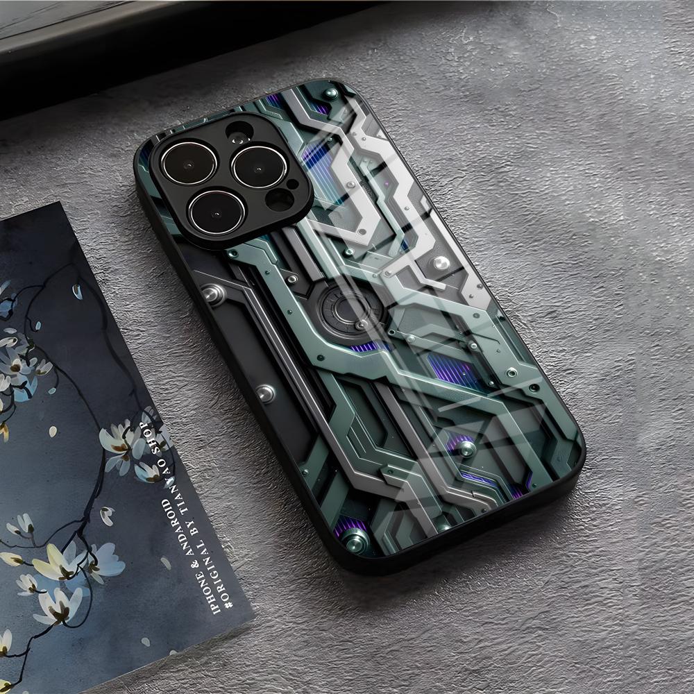 Mechanical Components Phone Case For IPhone 17 Air 16 E Pro Max 15 14 13 Mini 12 Pro 11 Max Plus Black Glass Cover