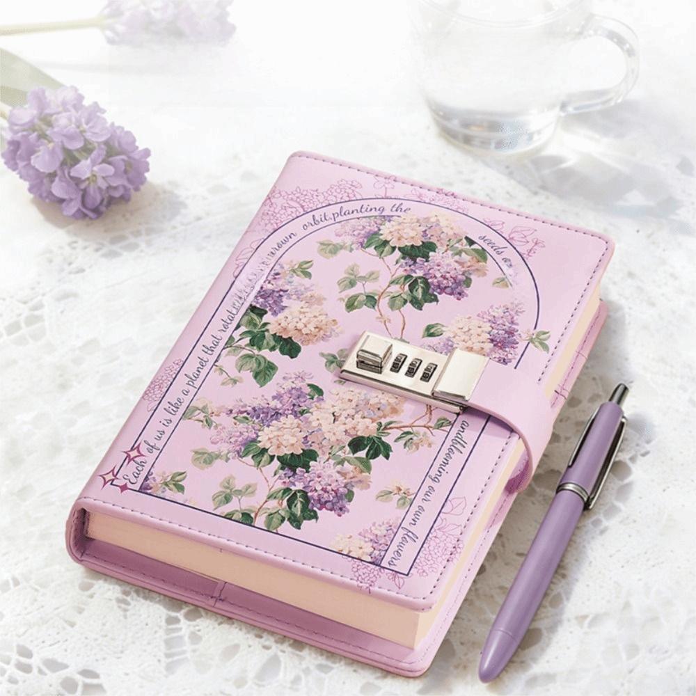 Simple Elegant Appearance A5 Notebook Secure Lock Design Journal Insert Pocket  Study Work
