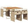 VidaXL Garden Dining Set with Cushions 5pcs Beige Poly Rattan 3277851