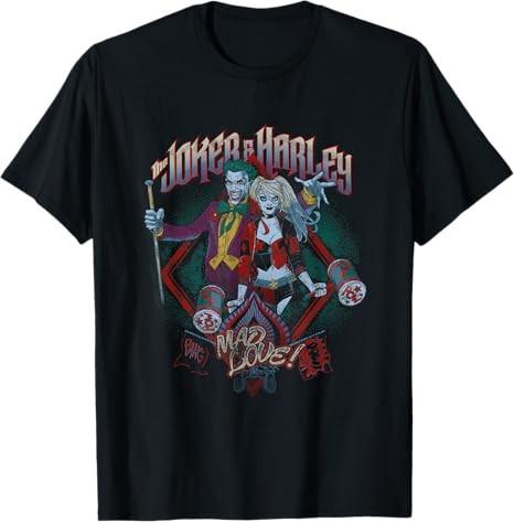 Comics Joker Harley Mad Love Villains Black TShirt S