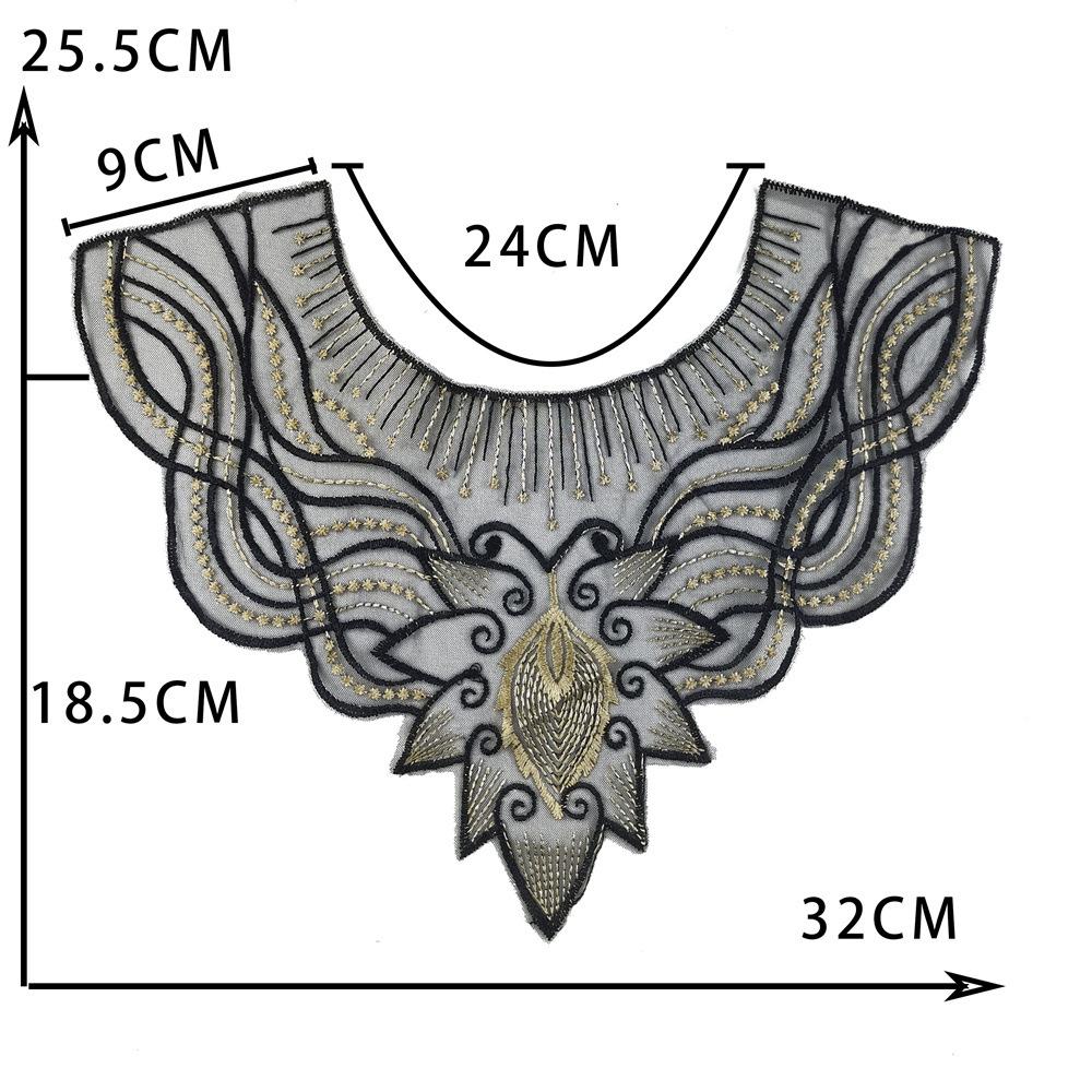 Black Embroidered Mesh Organza Front Collar Collar Sewing Lace Diy Decorative Dress Wedding Dress Accessories