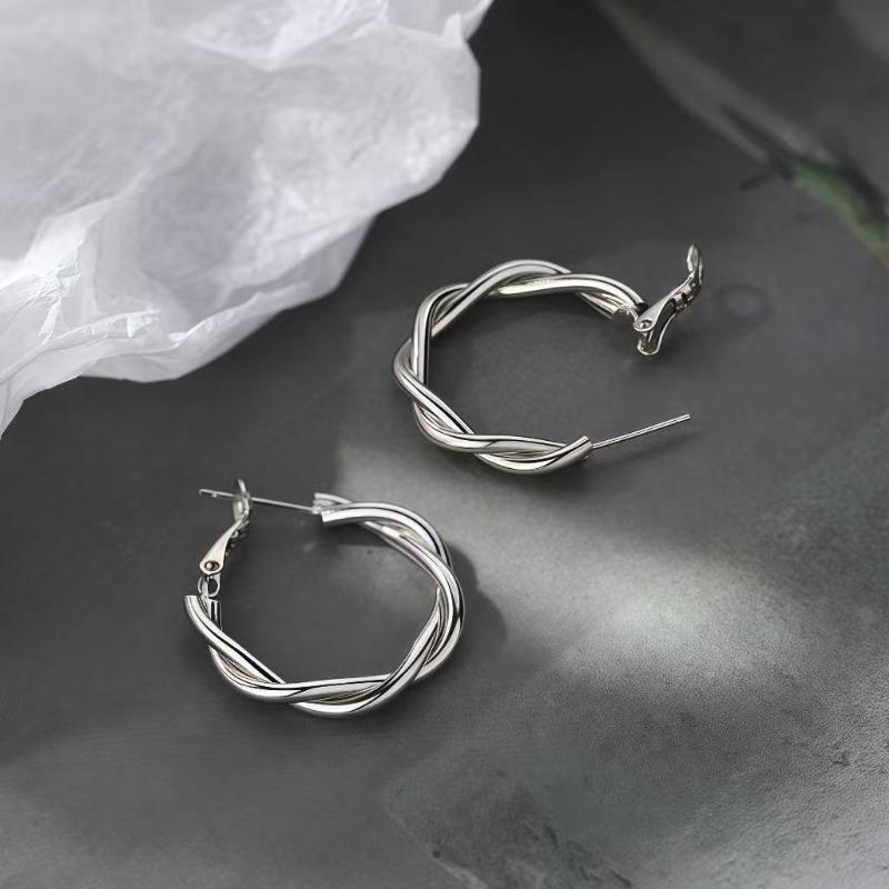 Women Fashion Geometric C Shaped Circle Hoop Earrings Minimalist Jewelry