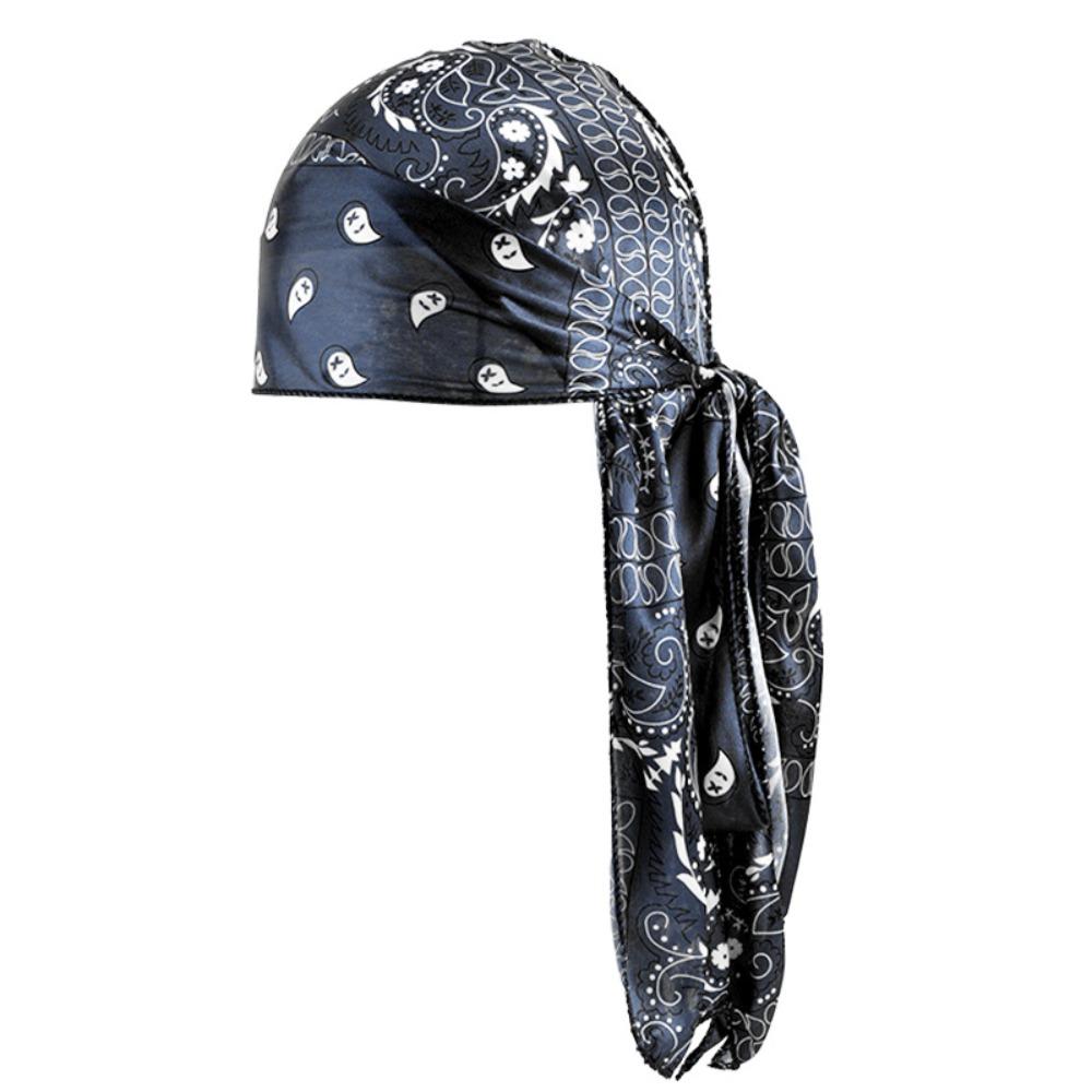 Imitation Silk Long Tail Pirate Cap Amoeba Print Hip Hop  Hat Trends Men's Headscarf  Outdoor