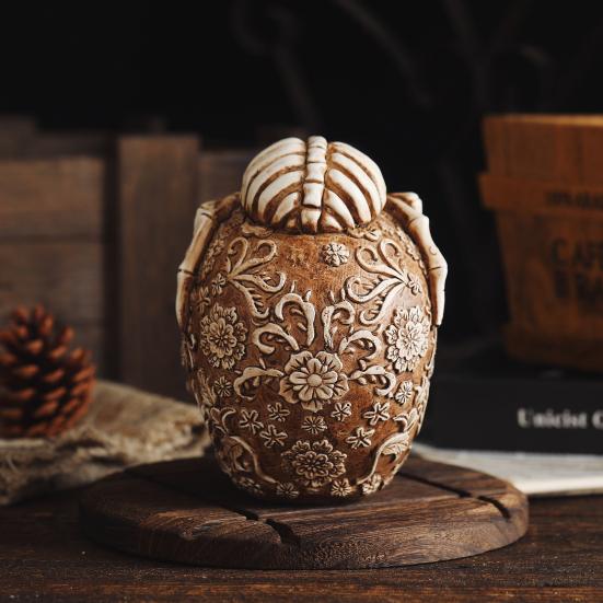Halloween Skull Ornament Horror Vintage Gothic Flower Spider Skull Head