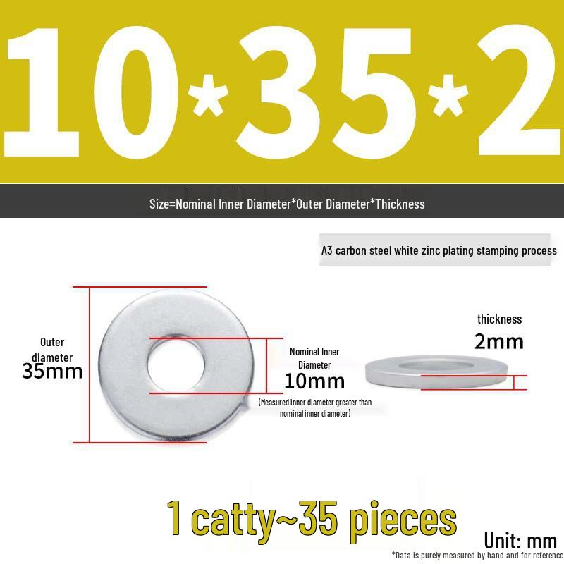 Extra Large Galvanized Metal Flat Washer - Thickened Round Screw Washer M6-M16