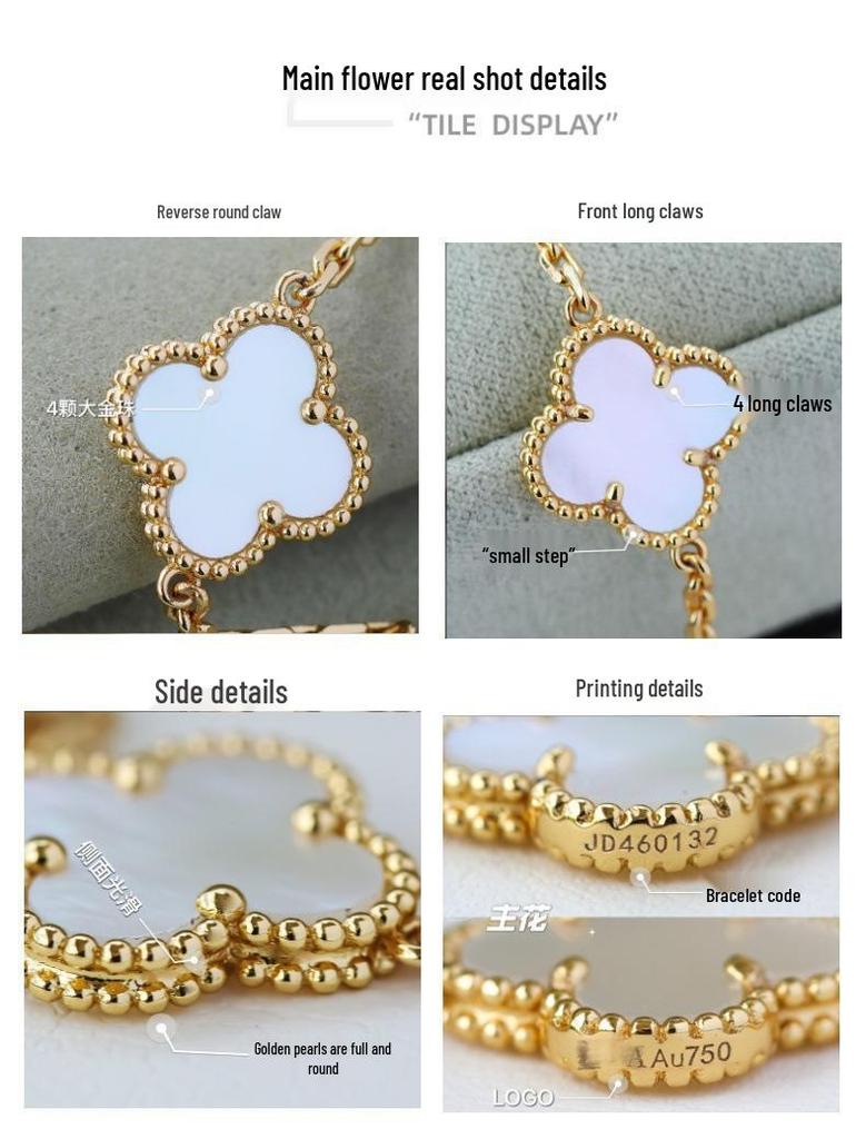 Gold Four-Leaf Clover & Five-Flower Pendant Necklace, 18K Plated, Elegant Gift for Her