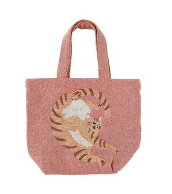 Friends Hill Ouaf Ouaf & Miaou Marché Jacquard Tote Bag, Medium, Tabby Cat Design, 911611