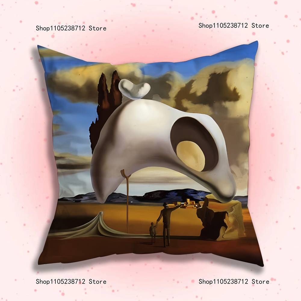 S-Salvador Dali The Persistence Of Memory Clocks Pillow Case Plush Fabric Soft Pillowcase Sided Print Sofa Cushion Cover Throw