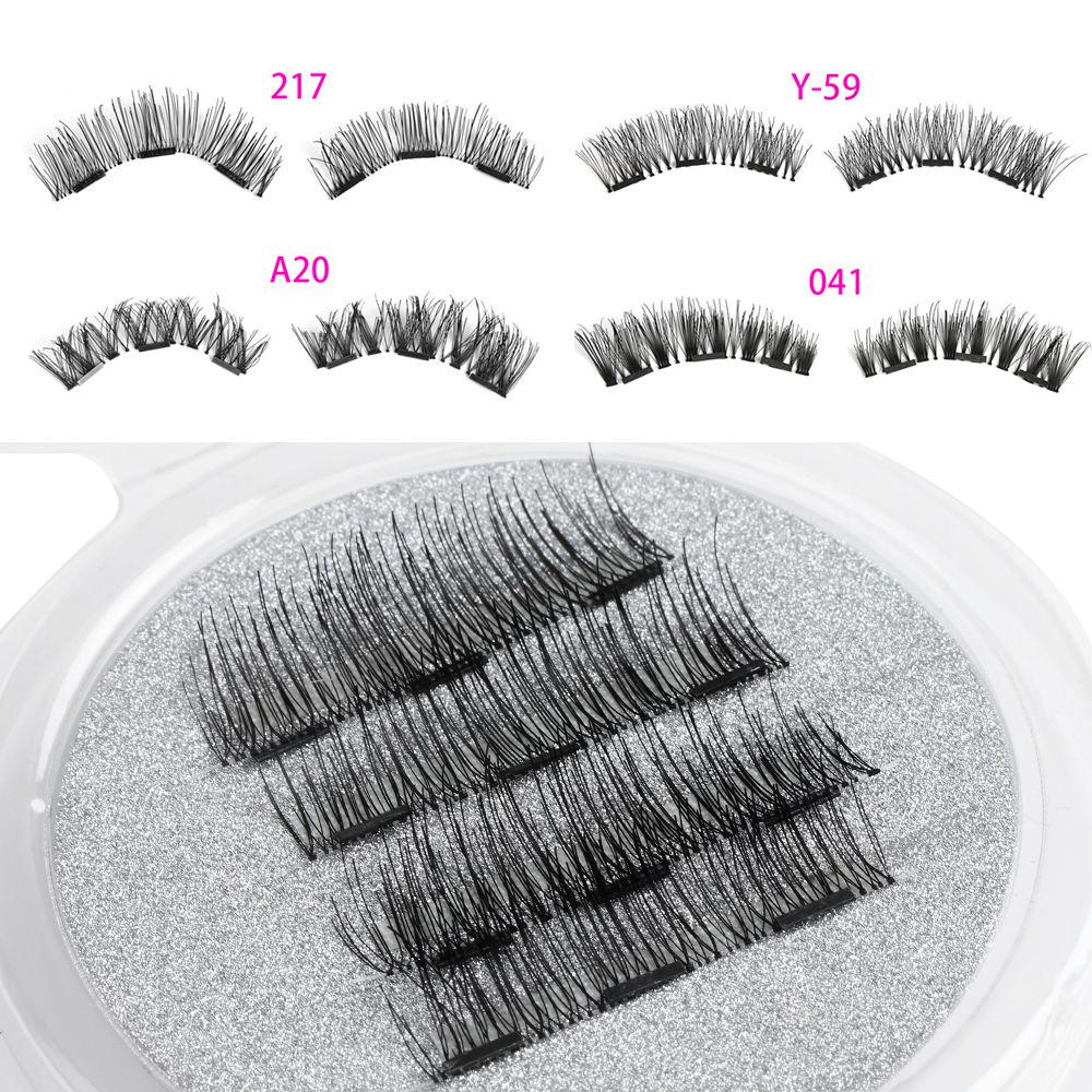 4 Pcs Sexy Full Coverage Glue-free Triple Magnet Extension Tools Cross Wispy False Eyelashes