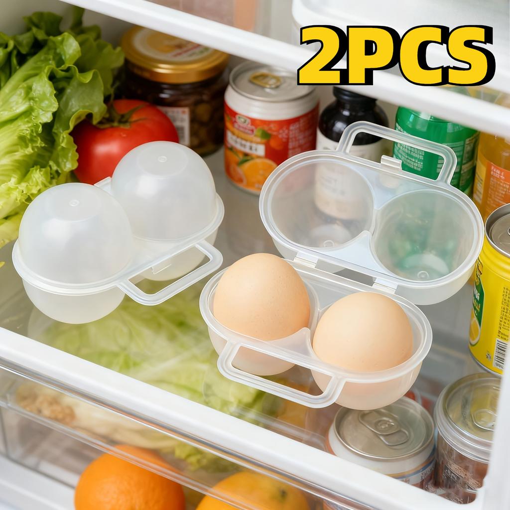 2Pcs 2-Cell Outdoor Portable Egg Box Plastic Tray Shock-absorbing Anti Drop Egg Loade Storage Containers Organizer Box Storage