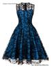 Women's Christmas Mesh Embroidered Midi Dress with Waist-Cinching and Sleeveless Design