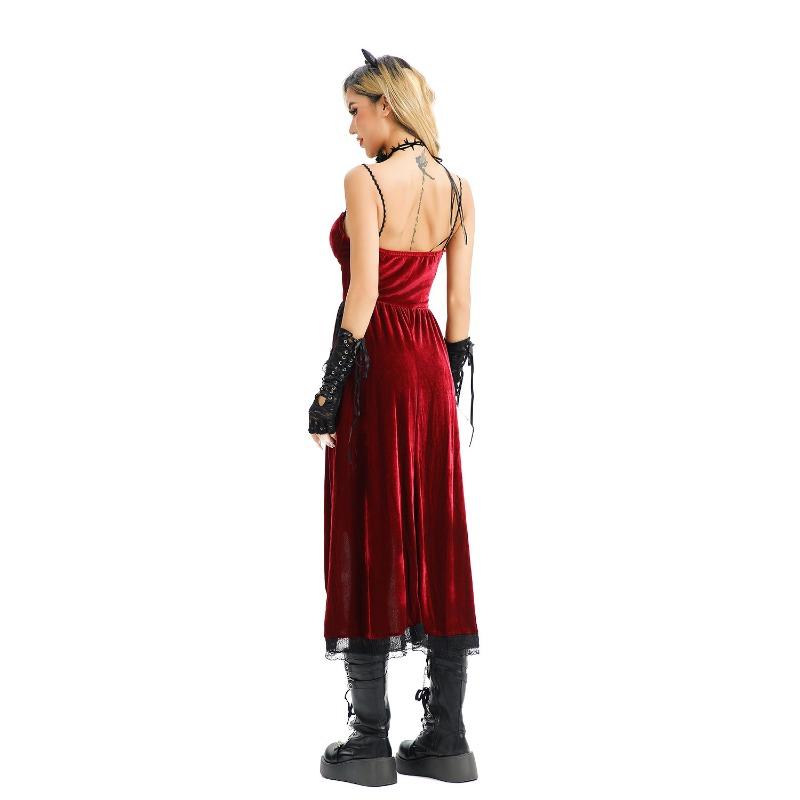 Dark Goth Halloween Costume Sexy Punk Retro Queen Skinny Sweet Dress