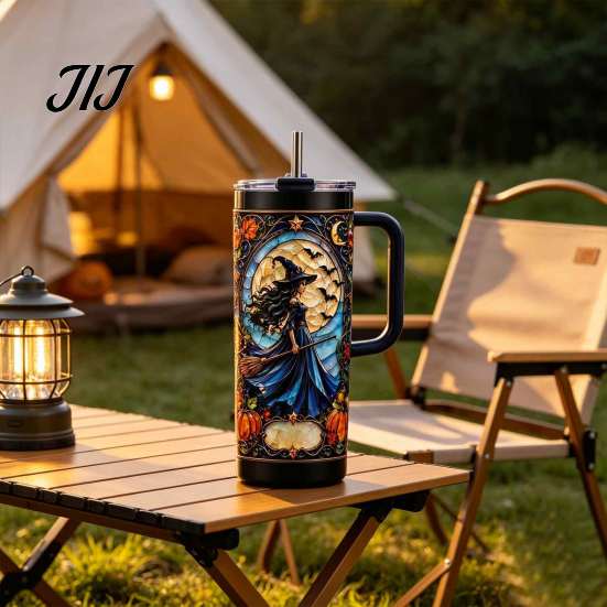 Large Capacity Water Cup for Office 40oz Witch Tumbler, Halloween Gothic Stainless Steel Portable Drinkware Outdoor Activities with Handle, Insulated