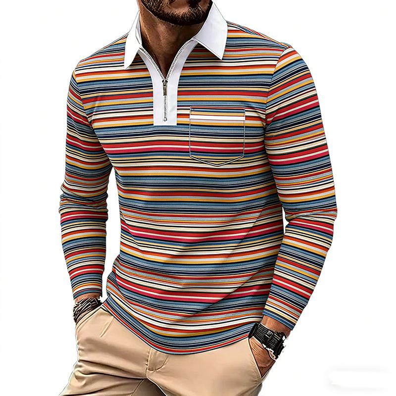 

Men s Long Sleeved Zipper Polo Shirt Men s Casual Lapel Polo Shirt Fashionable Polo Shirt Casual Men s Polo Shirt Men s Top 5XL