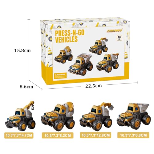 Educational Toys for Working Cars, Mini Cars, and Sandbox Set - "Just Push Construction Trucks" - ABS Construction Vehicles, Excavator, Toy Cars, Cons