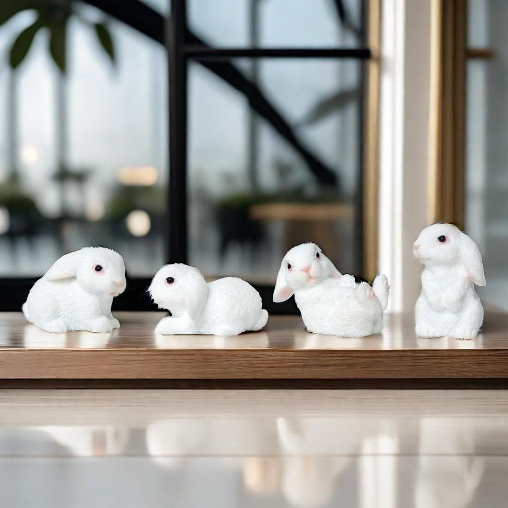 Voyyphixa Rabbit Miniature Figurines Set of Relaxing Rabbit Cute Gardening Landscape Bonsai Micro Landscape Accessories 8, Figures, Decorations,