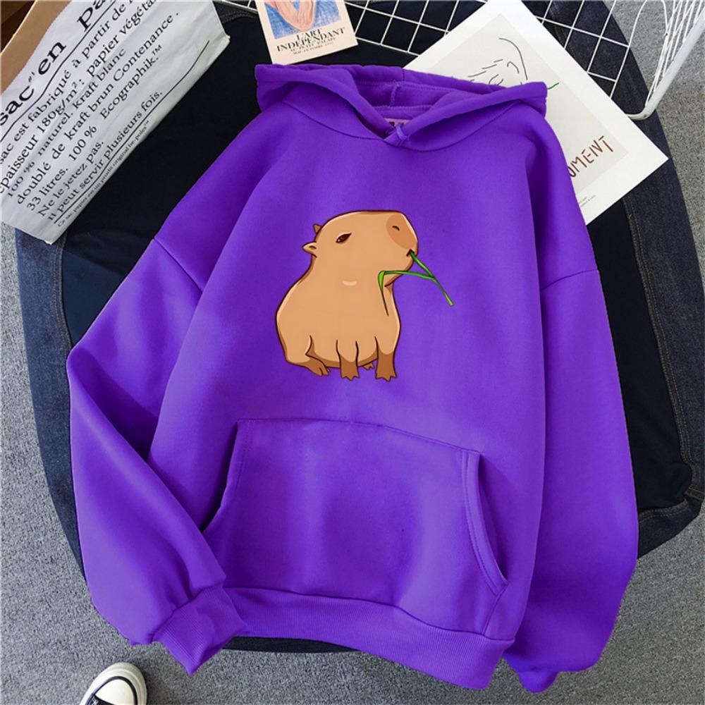Funny Capybara Kawaii Cartoon Print Women Hoodies Hip Hop Clothes Hooded Sweatshirts Streetwear Hoodie Female Hoody