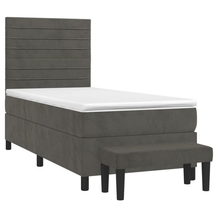 Maison Exclusive - Rete a doghe per letto e materasso Grigio scuro 90x200 cm Velluto