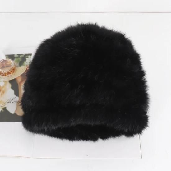 

Bomber Hat For Women Knitted Elasticit Real Rabbit Fur Hats Natural Warm Fur Cap Russian Lady Winter Outdoor Real Rabbit Fur Cap