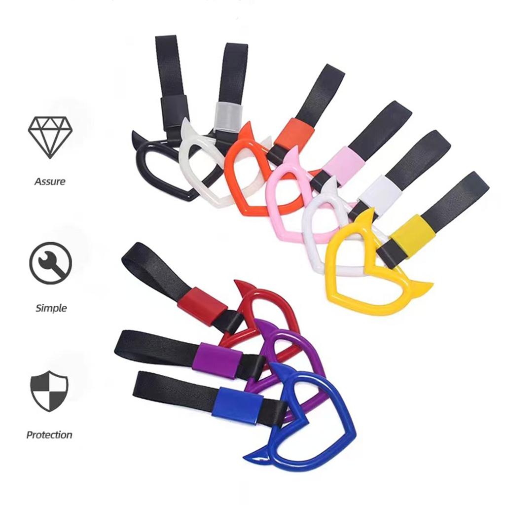 Car Handle Devil Heart Hanging Ring Hand Strap Train Bus Handle Bumper Warning Ring Auto Interior Decorative Accessories