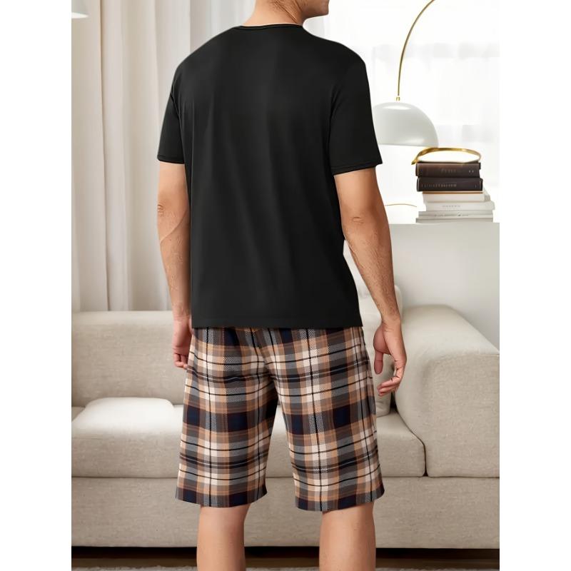 Large size men s two-piece short-sleeved shorts summer thin casual breathable can be worn outside S