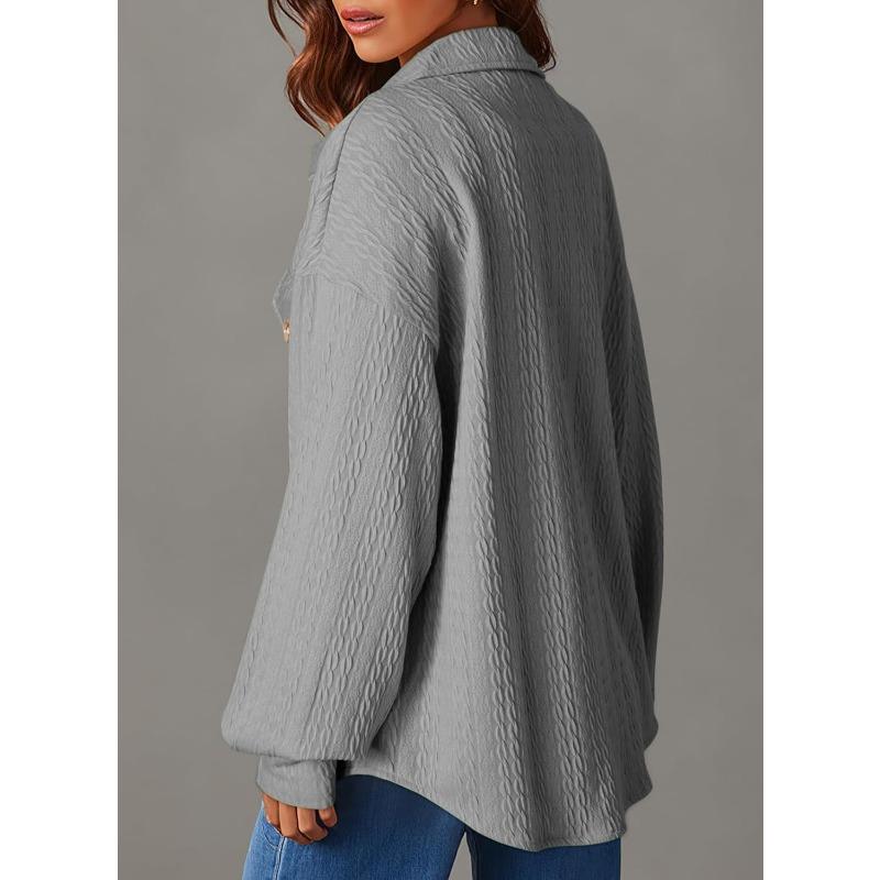 Women's Fashion Casual Solid Color Print Autumn Winter Long Sleeve POLO Neck Jackets & Coats