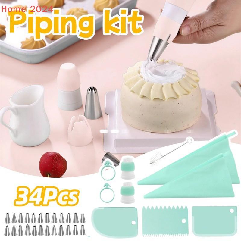 34Pcs Piping Kit Reusable Butter Piping Bag Scraper Full Set Of Baking Tools Decorative Baking DIY