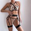 Women's Underwear Set Sexy Lingerie For Female Erotica Cross Transparent Hollow Underwear With Steel Ring