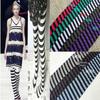 Cosplay Black & White Striped Over-the-Knee Velvet Socks; Student & Christmas Style Tights