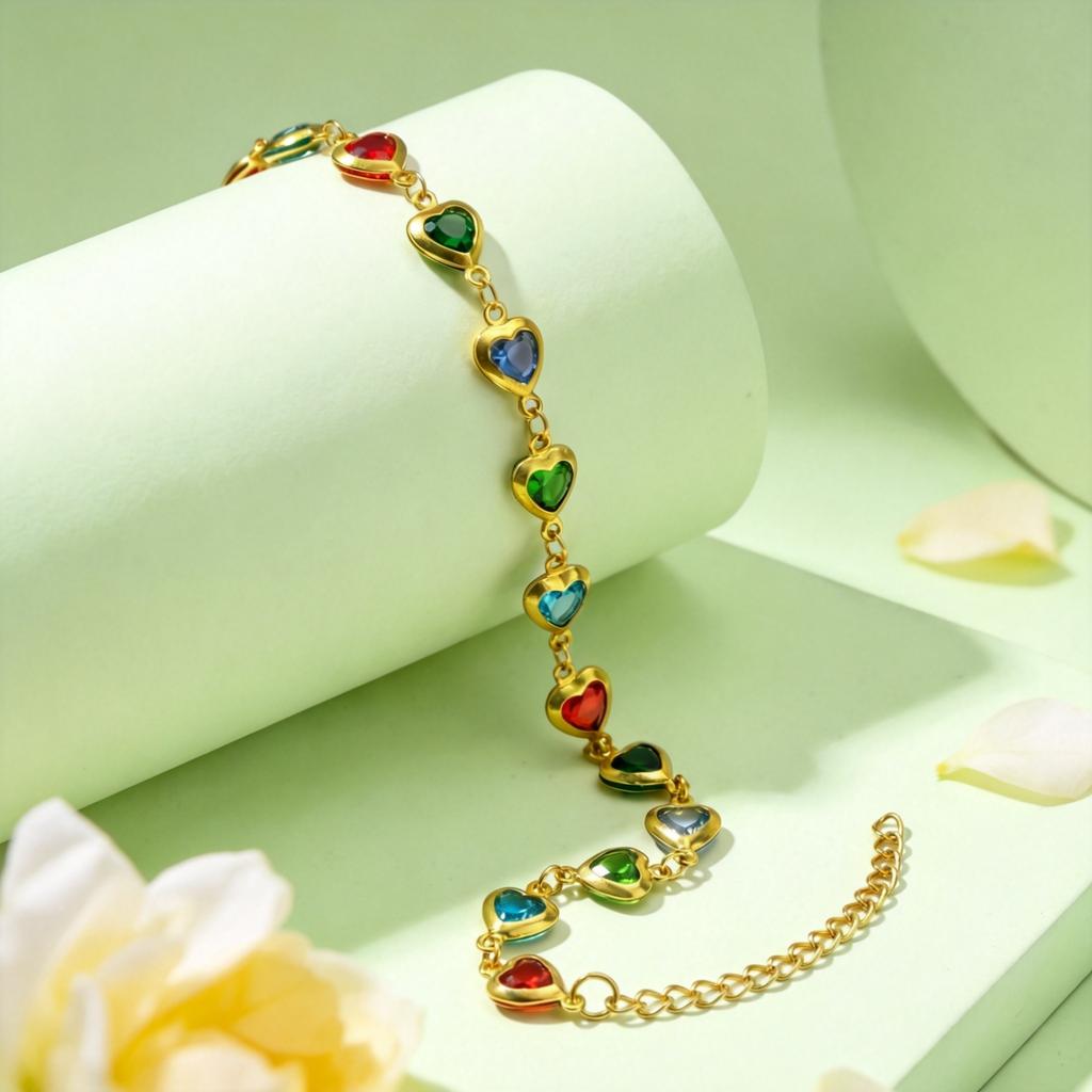 Crystal Zircon Heart Charm Bracelet For Women Adjustable Gold Plated Zircon Heart-shaped Bracelets Dainty Jewelry Accessories
