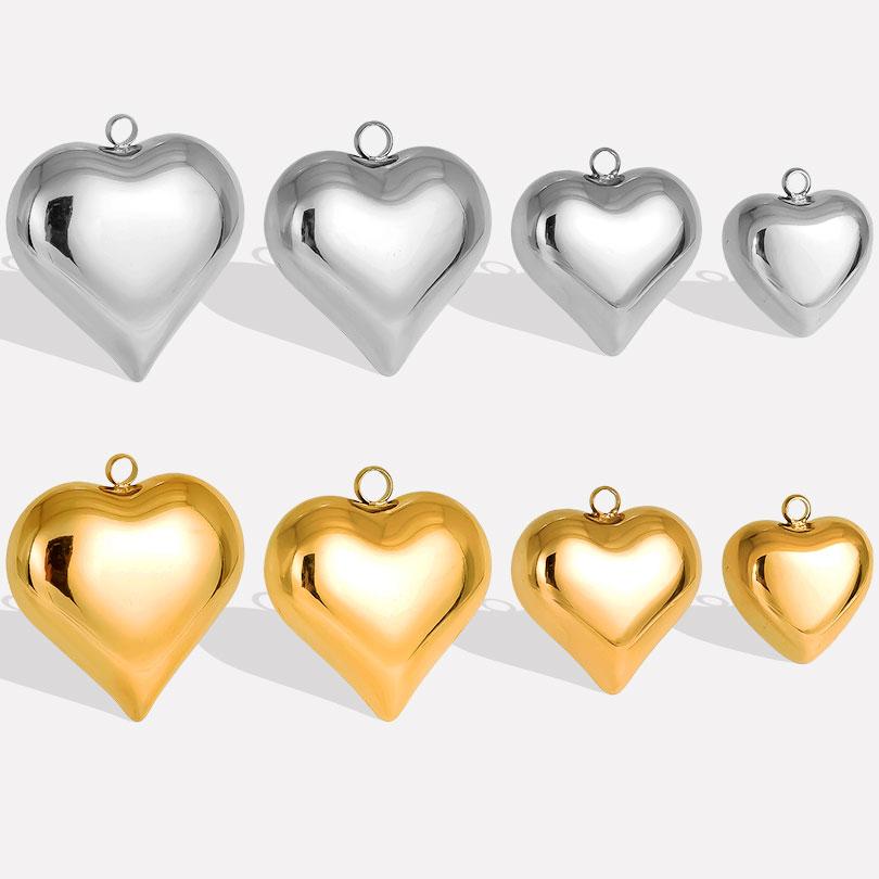 3pcs Gold/Silver Color Love Stainless Steel Heart Charm Pendants For Jewelry Making Supplies Handmade Earring Necklace Materials
