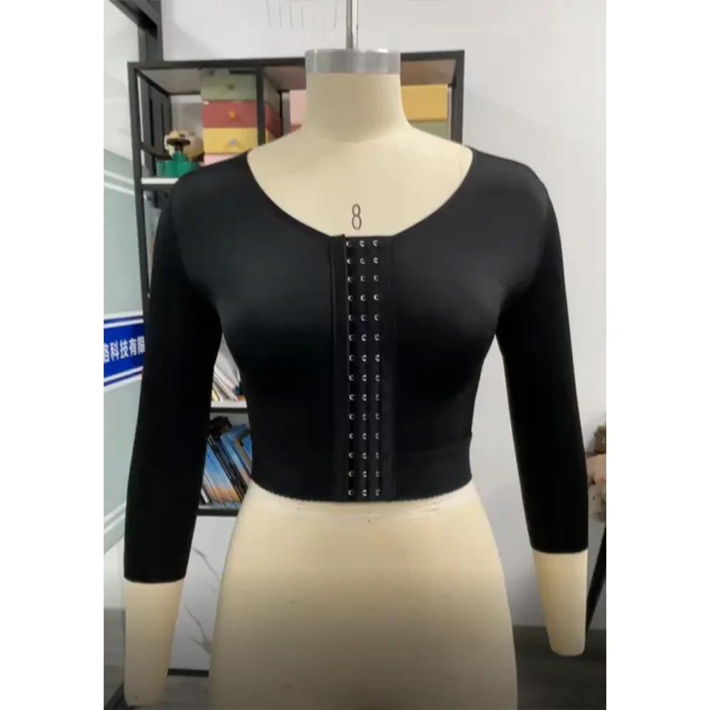 Fajas Women Tummy Control Shapewear Stretchy Vest Body Shaper Slimming up Lift Corset Front Buckle Long Sleeved Shapewear Vest Xs чёрный