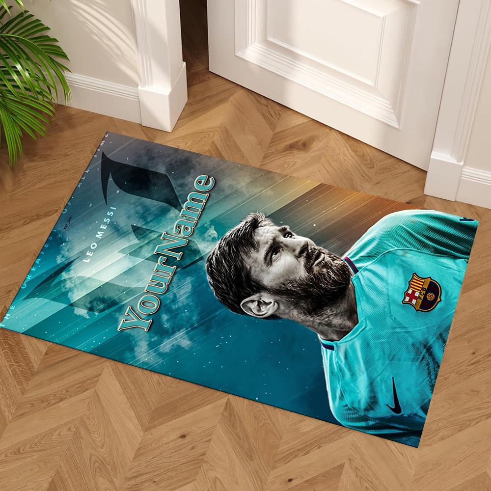 Messi Personalized Text Floor Rug Office Rug Perfect for Foyer Entryway Playrooms Dormitory Antislip Carpet Decorate Offices