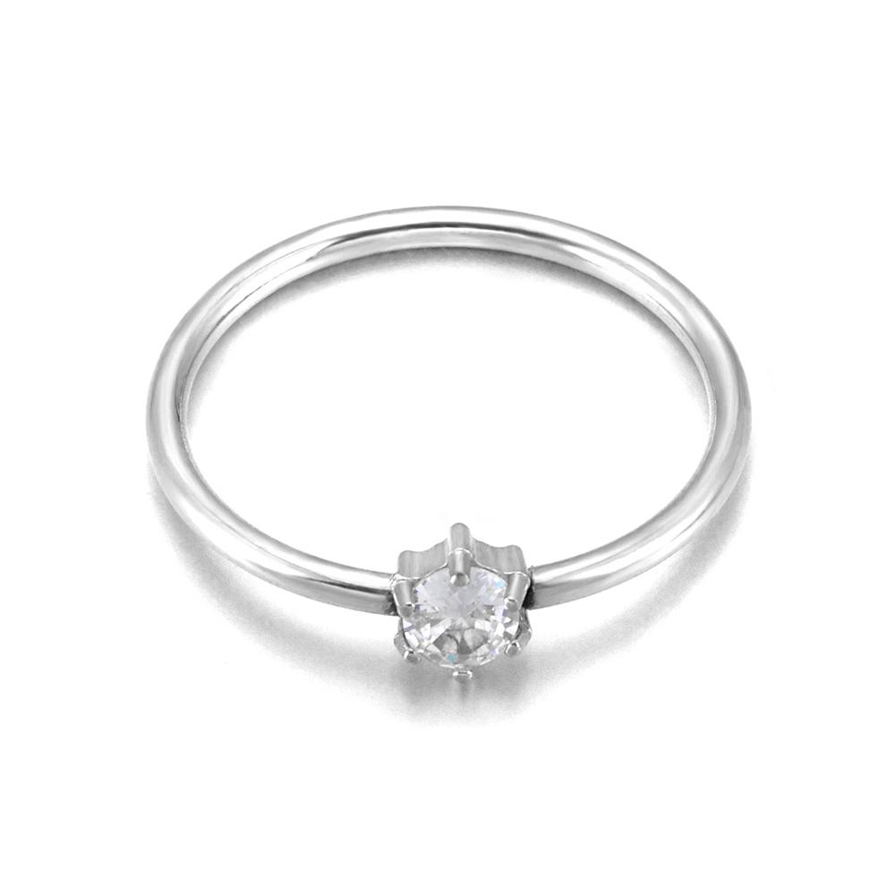 JeeMango Stainless Steel Shiny Cubic Zirconia Finger Ring for Women Gold Plated Wedding Engagement Delicate Jewelry R26020
