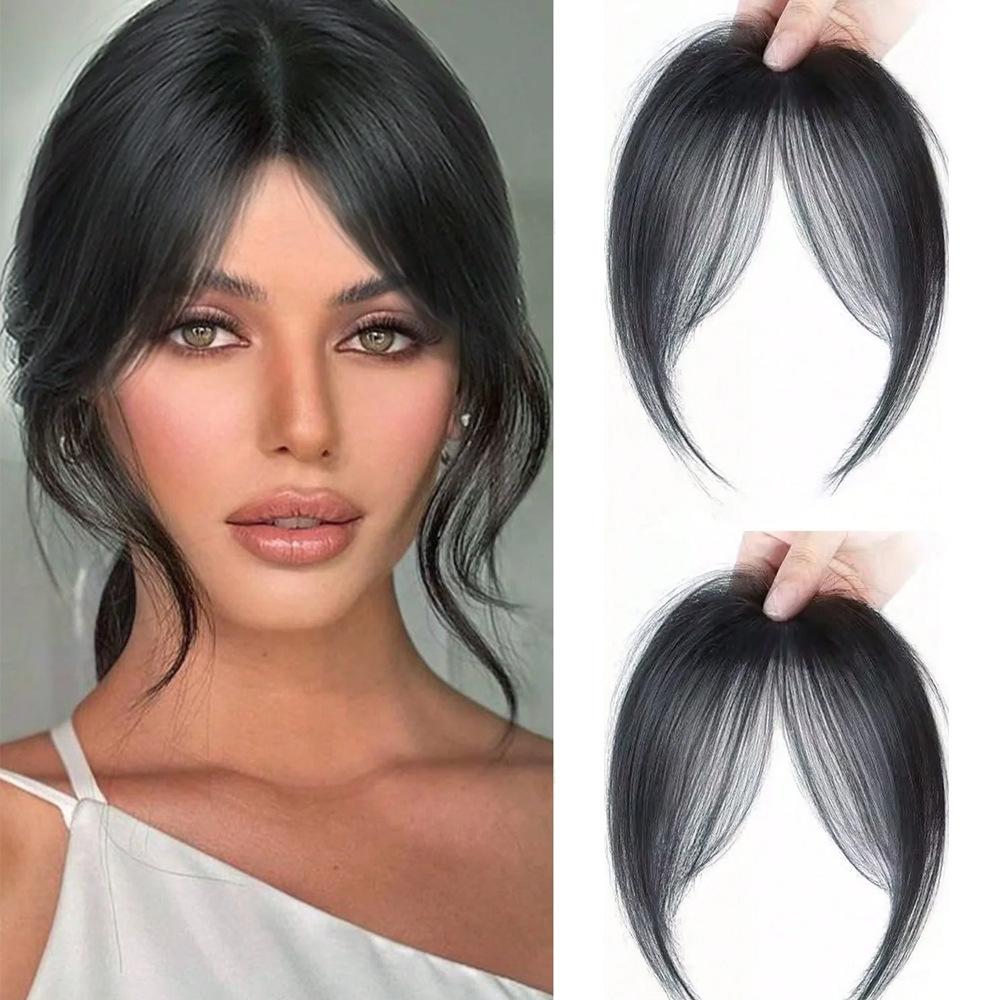 Женская воздушная косая челка, естественная стрижка лба, пушистая и легкая накладка-парик