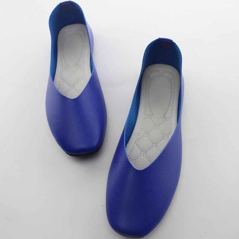 Wiosna/Lato 2025 Damskie Płaskie Buty w Koreańskim Stylu, Skórzane, Kwadratowy Nosek, Duży Rozmiar 43