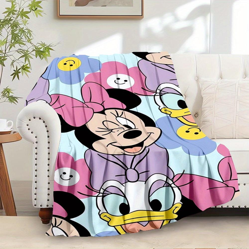 

1 pc Velvet Cute Cartoon Characters Bed Throw Blanket Sofa Coverlet Gift Home Decoration - Minnie Mouse Daisy Duck Floral Pattern Soft Warm 130x150cm