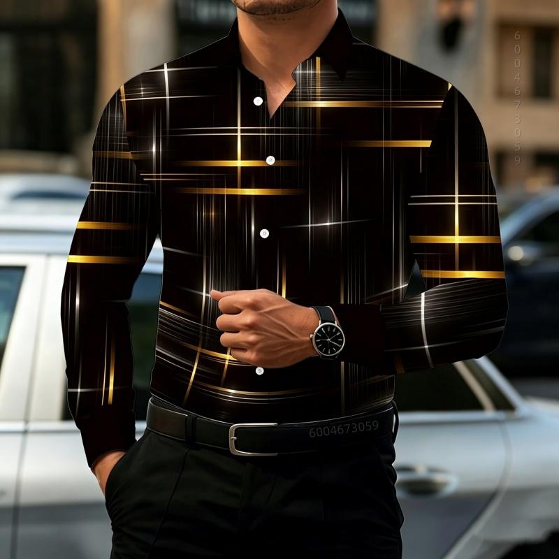 Men's Contrasting Striped Shirt Street Style Black and White Striped Slim Fit Shirt Business Casual Formal Shirt XS-6XL