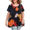 Womens Short Sleeve Casual Loose Printed O-Neck Tops -Shirt Plus Size