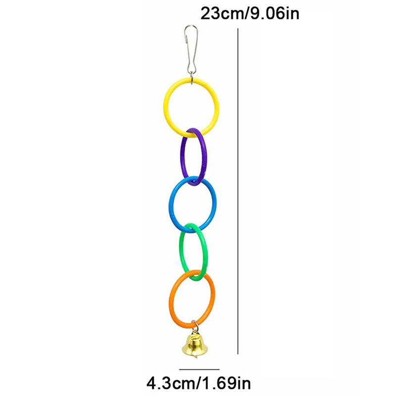 Parrot Swing Toy Bird Cage Toys With Bell Sound Colorful Climbing Ring For Lovebirds Color Ring Grinder Nibble Bird Toy Cage