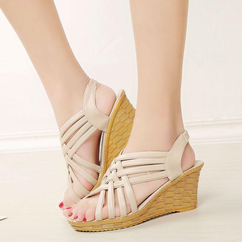 Ladies Shoes Wedges Heel Open Toe Women's Sandals Roman Style Platform The Best Daily Low Price Comfortable and Elegant Comfort