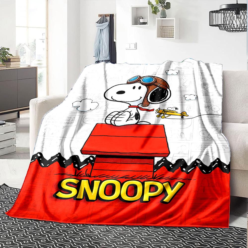 1pc Snoopys Happy Dance Flannel Blanket,Ultra Soft Warm Plush Throw for Home Bedroom Bed Sofa Cover Camping Picnic gift Y72434