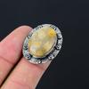 Natural Fossil Coral Gemstone Multi Stone Ring Size 6 925 Silver For Girls