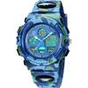 Kids' Sports Watch Blue Waterproof Multi-Function Alarm Date Display Dual Time LED Analog Digital Watch for Boys and Girls