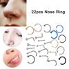 Mix 22Pcs Stud Nose Ring Hoop Septum Helix Nostril Piercing Labret Lip Cartilage